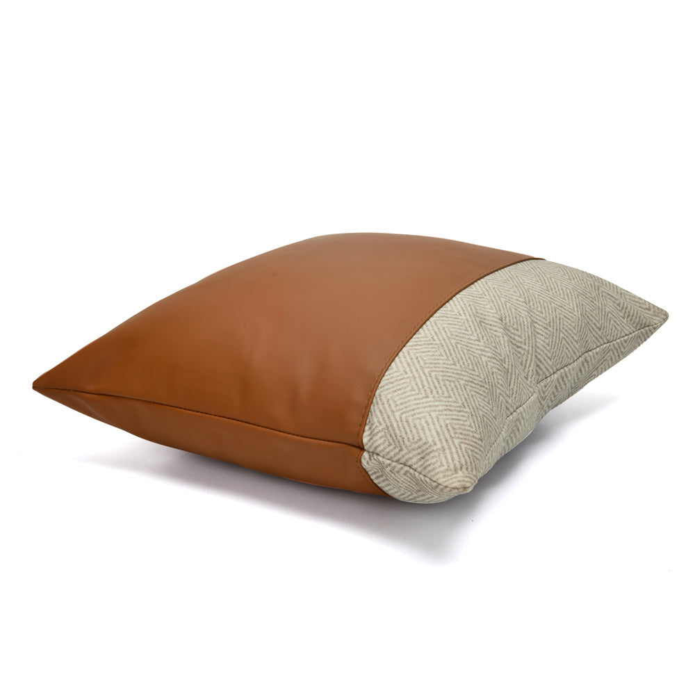 Abstract Fabric & Leatherette 16' x 16' Cushion Cover (Beige & Brown)