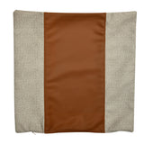 Abstract with Plain Strap Fabric & Leatherette 16' x 16' Cushion Cover (Beige & Brown)