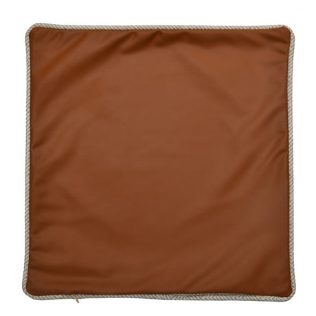 Solid Leatherette 16" x 16" Cushion Cover (Brown)