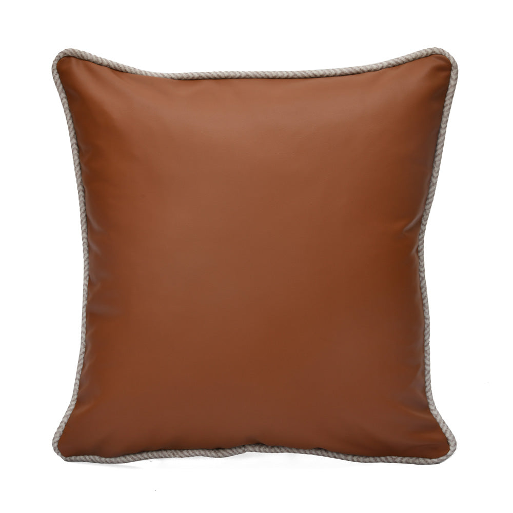 Solid Leatherette 16" x 16" Cushion Cover (Brown)