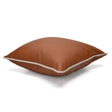 Solid Leatherette 16" x 16" Cushion Cover (Brown)