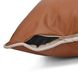 Solid Leatherette 16" x 16" Cushion Cover (Brown)