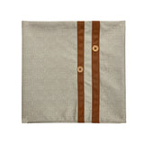 Abstract with Straps Fabric & Leatherette 16' x 16' Cushion Cover (Beige & Brown)