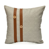 Abstract with Straps Fabric & Leatherette 16' x 16' Cushion Cover (Beige & Brown)