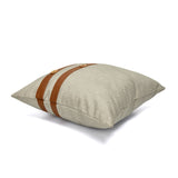 Abstract with Straps Fabric & Leatherette 16' x 16' Cushion Cover (Beige & Brown)