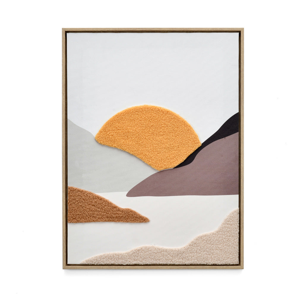 Sunset Tufted Canvas Wall Painting (Brown & Beige)