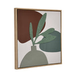 Decorative Tufted Flower Pot Canvas Wall Painting (Green & Brown)