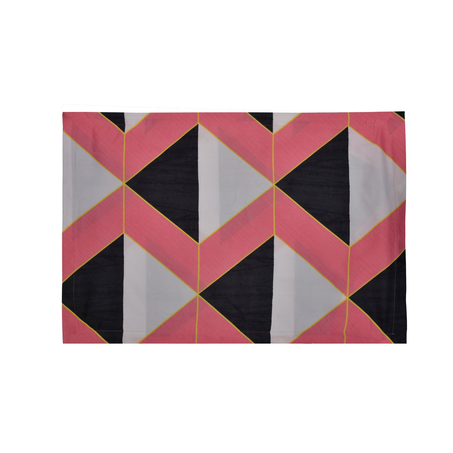 Geometric Microfiber Double Bedsheet With 2 Pillow Covers (Grey & Pink)