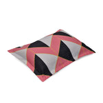 Geometric Microfiber Double Bedsheet With 2 Pillow Covers (Grey & Pink)