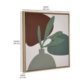 Decorative Tufted Flower Pot Canvas Wall Painting (Green & Brown)