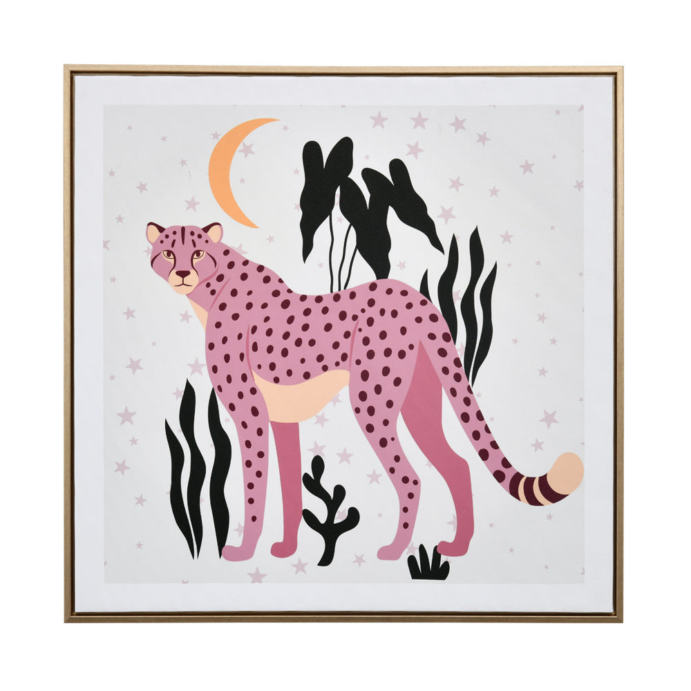 Standing Cheetah Canvas Wall Painting (Multicolor)