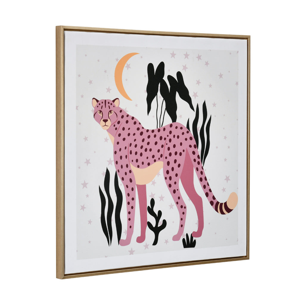 Standing Cheetah Canvas Wall Painting (Multicolor)