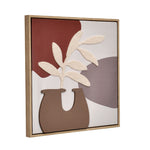 Decorative Tufted Flower Pot Canvas Wall Painting (Brown)