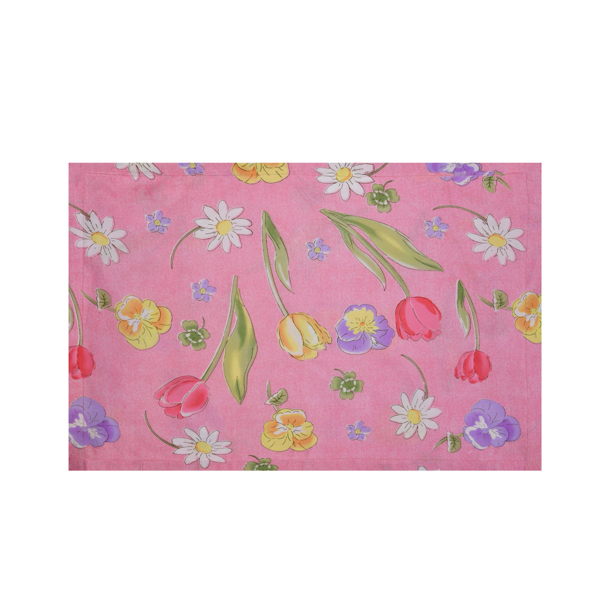 Floral Microfiber Double Bedsheet With 2 Pillow Covers (Pink)