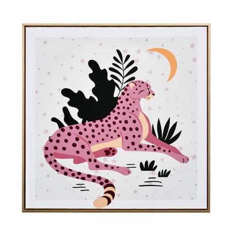 Sitting Cheetah Canvas Wall Painting (Multicolor)