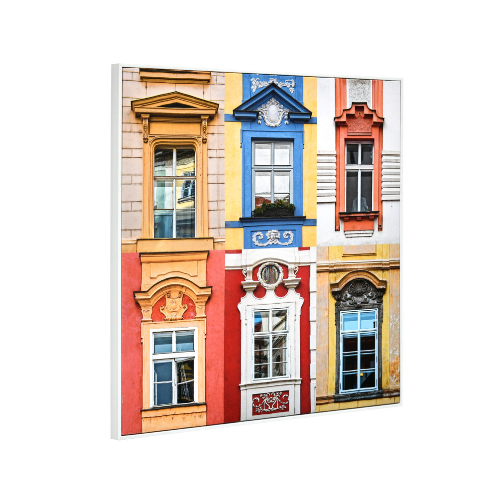 Windows of Prague Canvas Wall Painting (Multicolor)