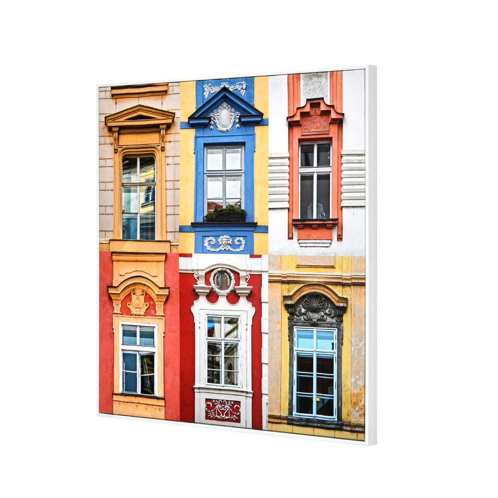 Windows of Prague Canvas Wall Painting (Multicolor)