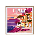 Positano Italy Canvas Wall Painting (Pink & Purple)