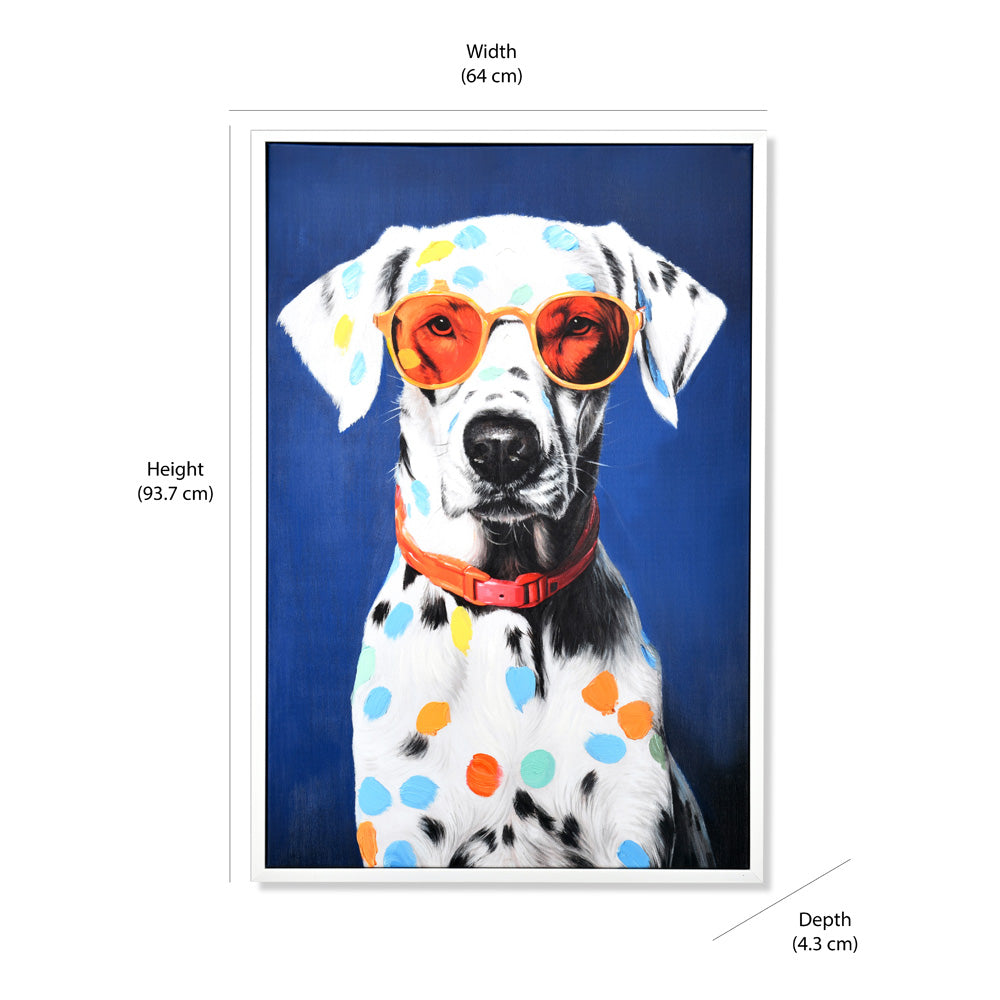 Dog With Glasses Canvas Wall Painting (Multicolor)