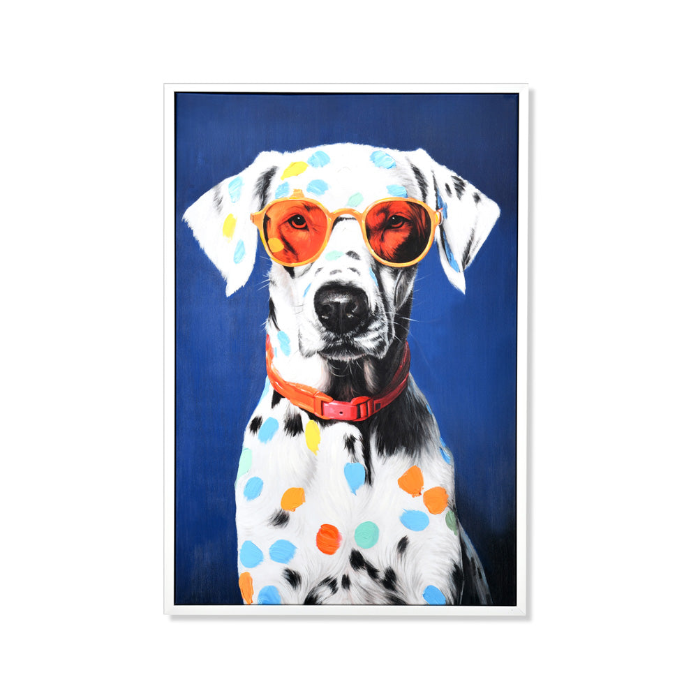 Dog With Glasses Canvas Wall Painting (Multicolor)