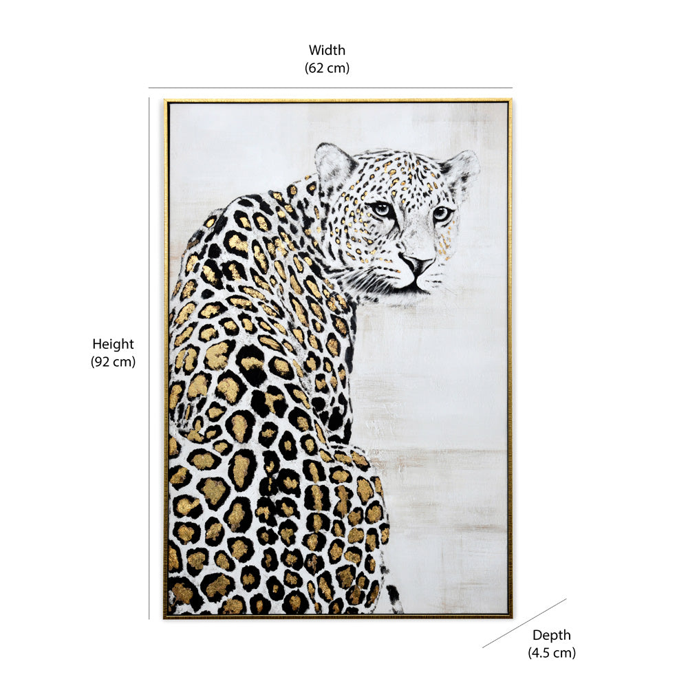 Leopard Canvas Wall Painting (Brown & White)