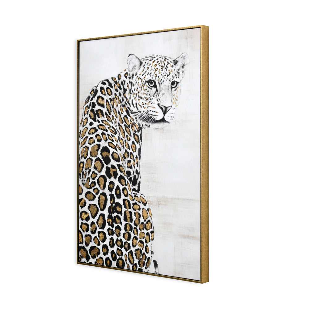 Leopard Canvas Wall Painting (Brown & White)