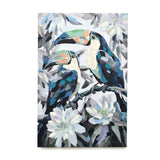 Toucan Bird On Branch Canvas Wall Painting (Blue)