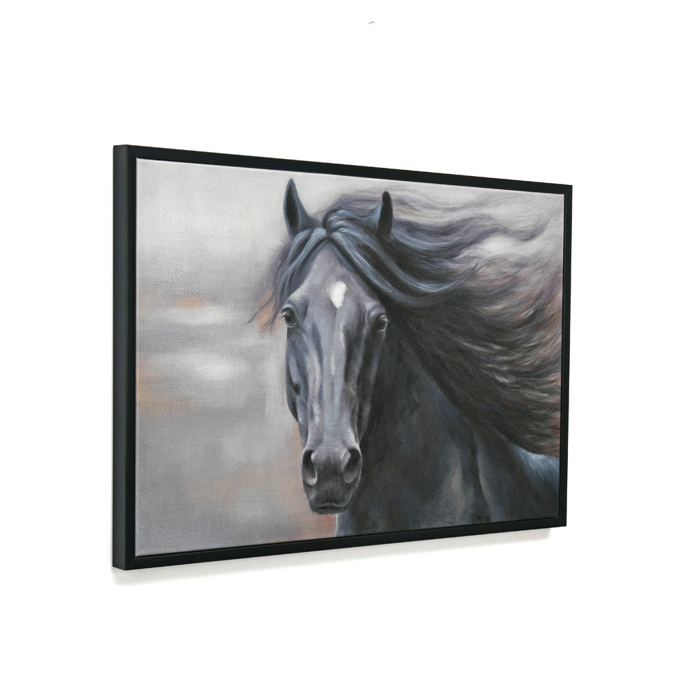 Horse Face Canvas Wall Painting (Black)