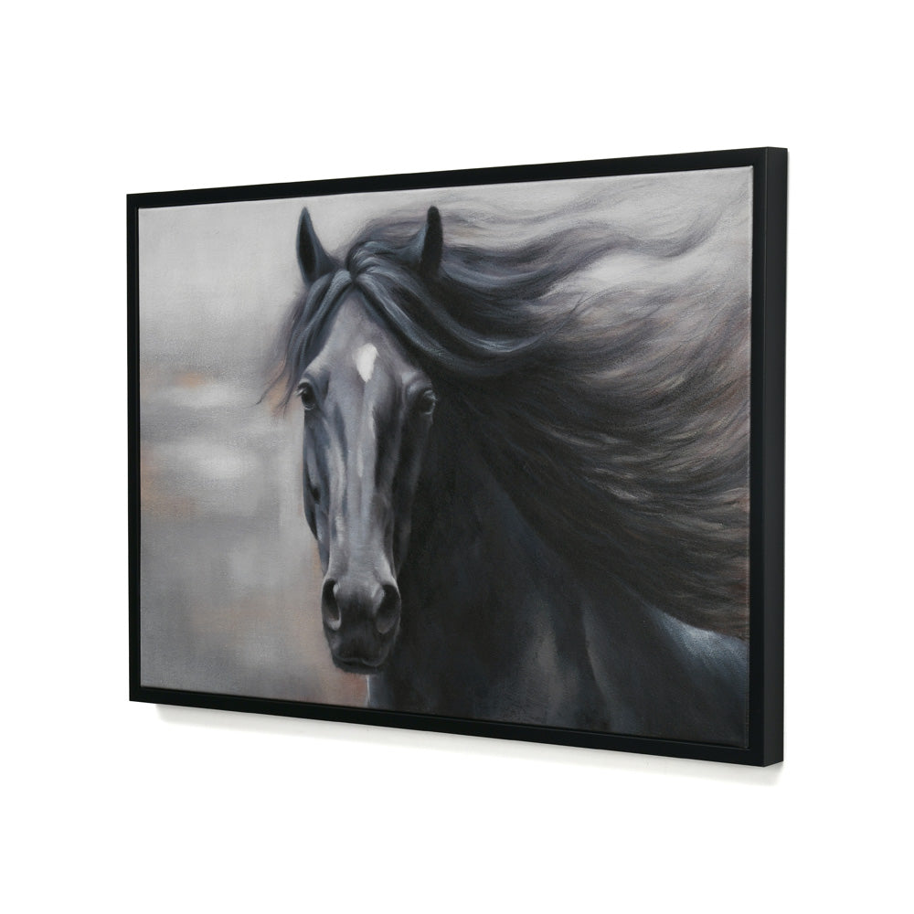 Horse Face Canvas Wall Painting (Black)