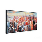 Cityscape Canvas Wall Painting (Red & Blue)