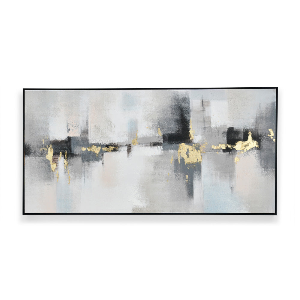 Abstract Canvas Wall Painting (Grey & Gold)