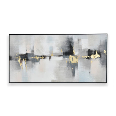 Abstract Canvas Wall Painting (Grey & Gold)