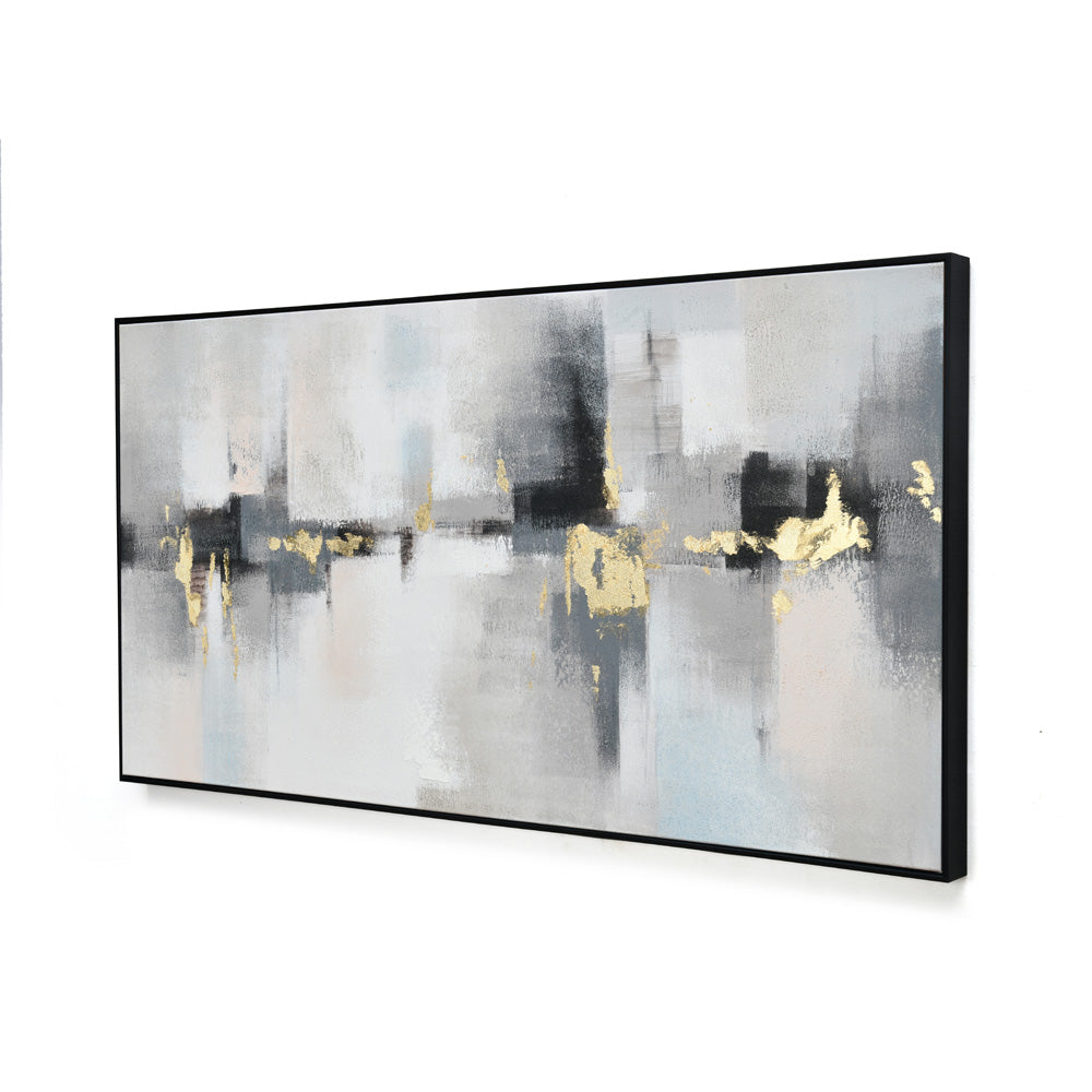 Abstract Canvas Wall Painting (Grey & Gold)