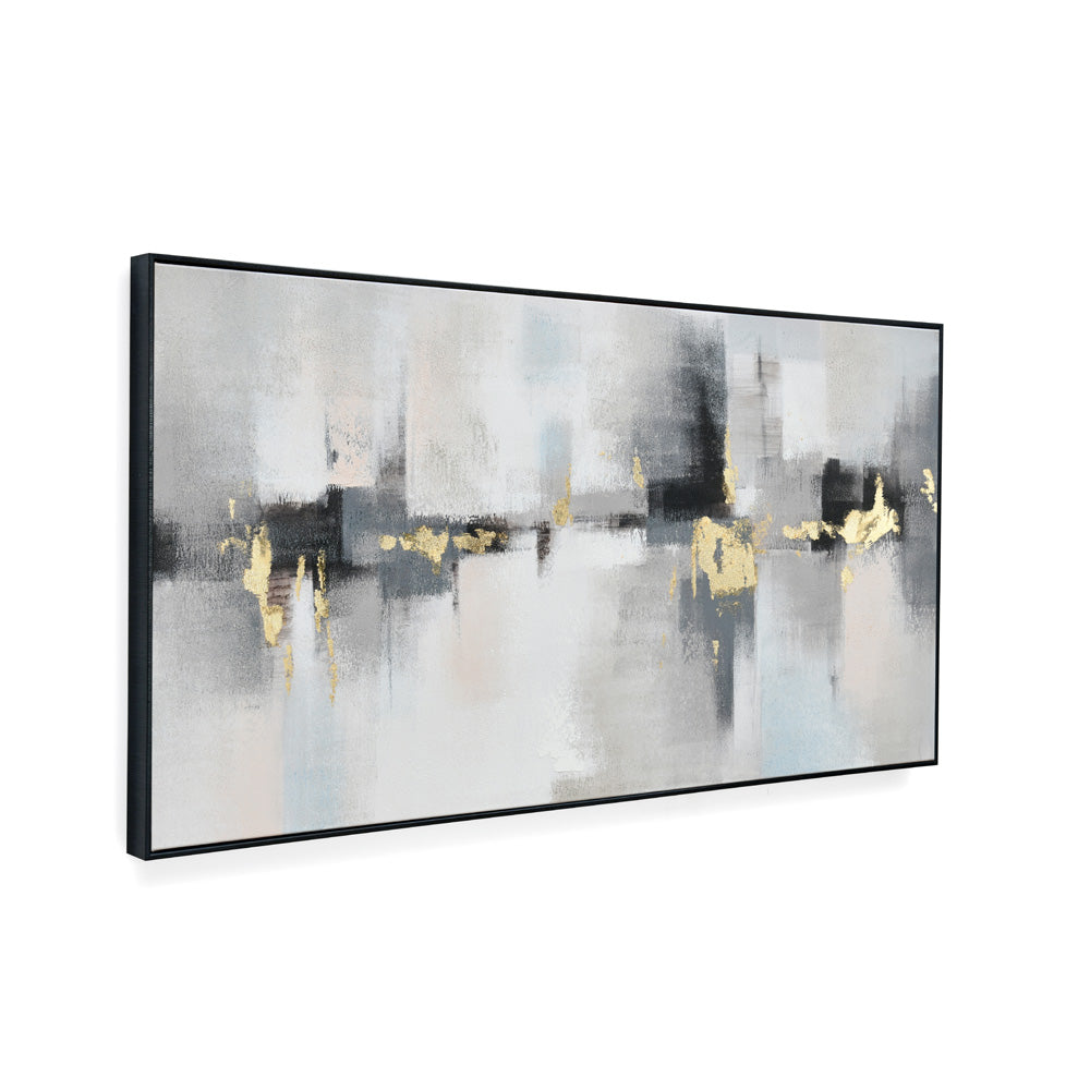 Abstract Canvas Wall Painting (Grey & Gold)