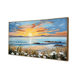 Sunrise Beach Canvas Wall Painting (Blue)