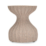 Ribbed Polyresin Small Candle Holder (Sand)