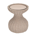 Ribbed Polyresin Small Candle Holder (Sand)