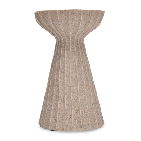 Ribbed Polyresin Large Candle Holder (Sand)