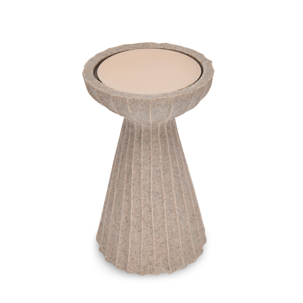 Ribbed Polyresin Large Candle Holder (Sand)