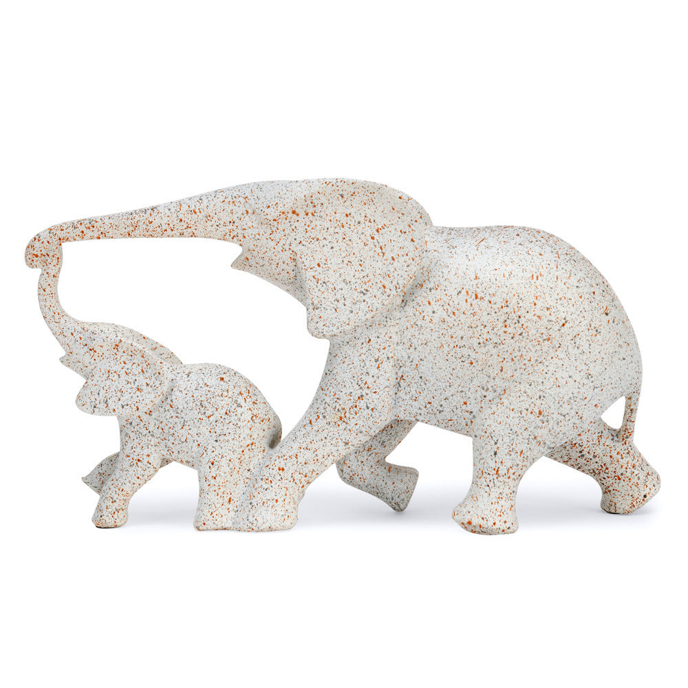 Mom and Baby Elephant Polyresin Showpiece (White)