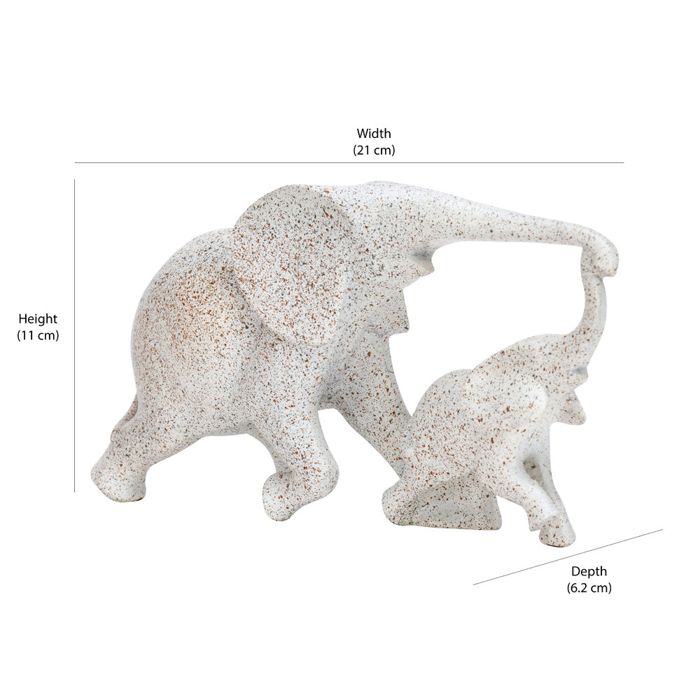 Mom and Baby Elephant Polyresin Showpiece (White)