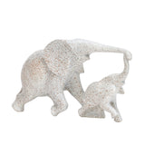 Mom and Baby Elephant Polyresin Showpiece (White)