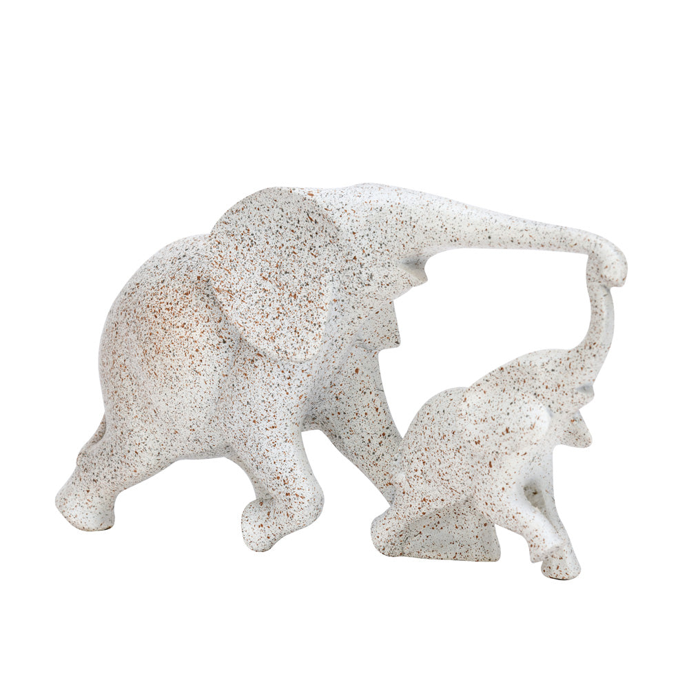 Mom and Baby Elephant Polyresin Showpiece (White)