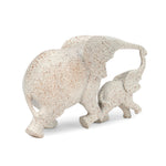 Mom and Baby Elephant Polyresin Showpiece (White)