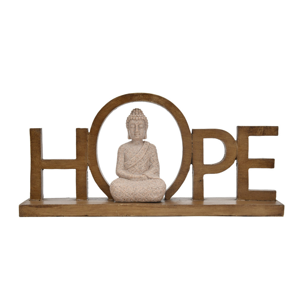 Decorative Buddha Hope Polyresin Showpiece (Sand)