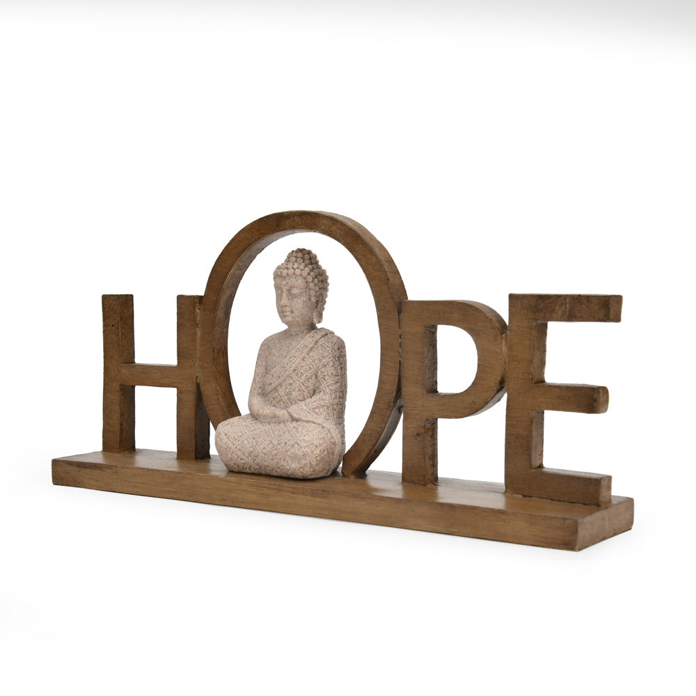 Decorative Buddha Hope Polyresin Showpiece (Sand)