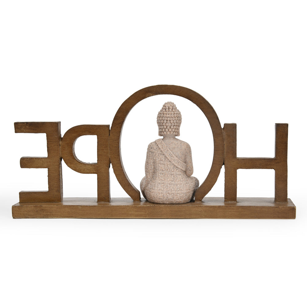 Decorative Buddha Hope Polyresin Showpiece (Sand)