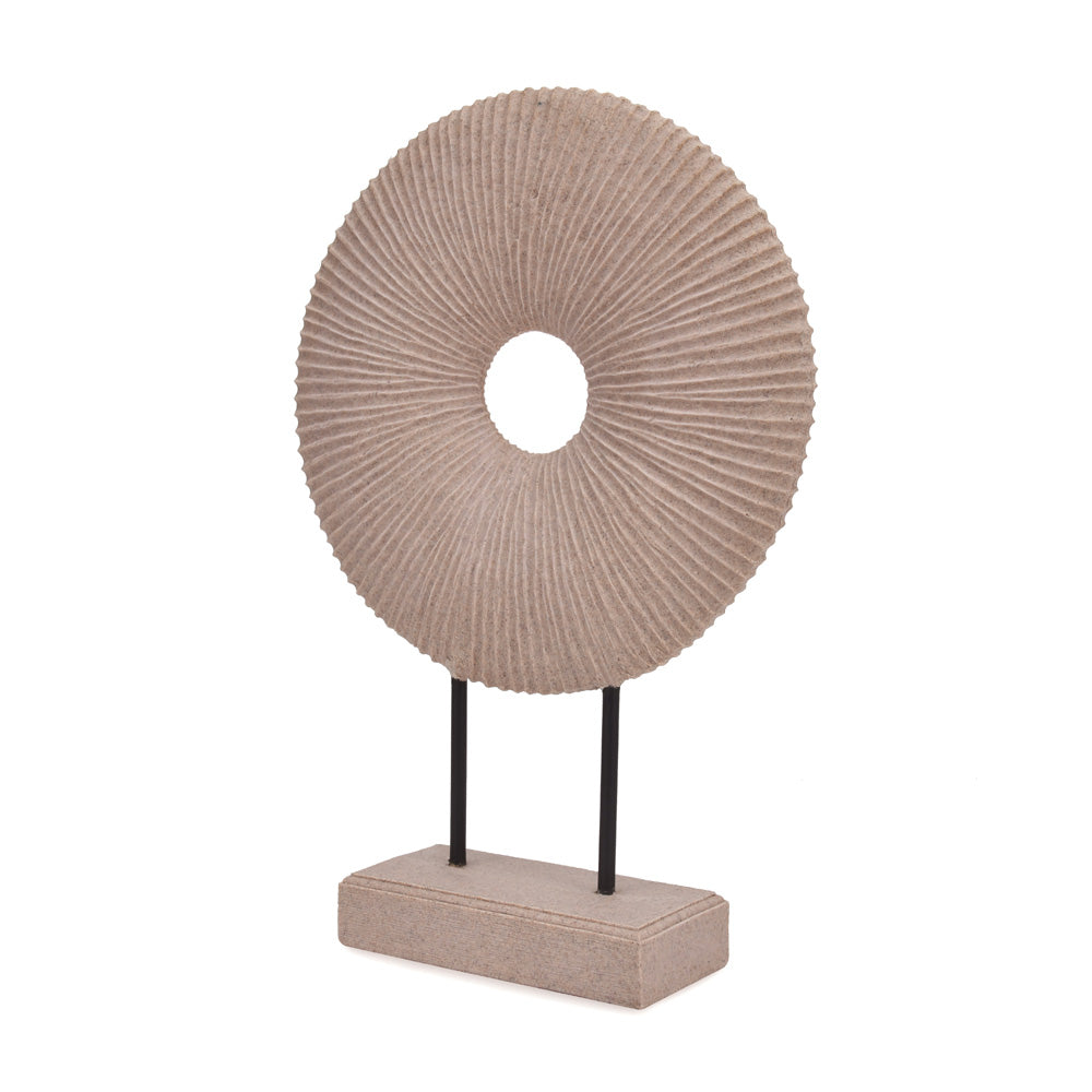 Decorative Abstract Round With Stand Polyresin Showpiece (Sand)