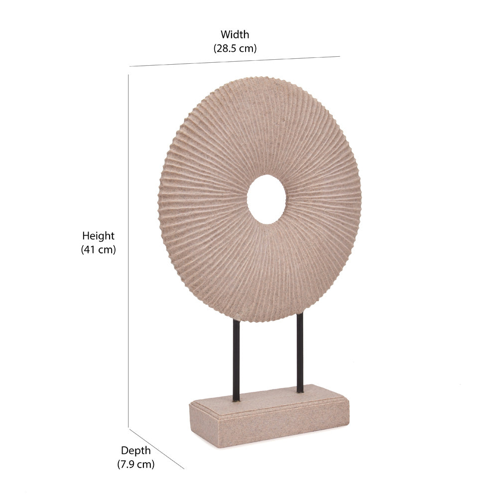 Decorative Abstract Round With Stand Polyresin Showpiece (Sand)