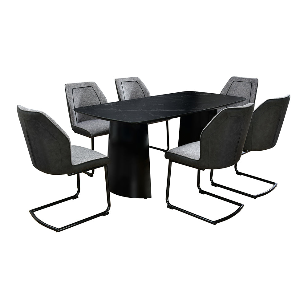 Kelby 6 Seater Dining Set (Black)